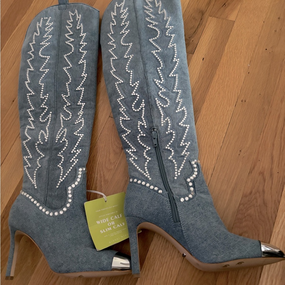 NWT Tall Denim Glitter Boot